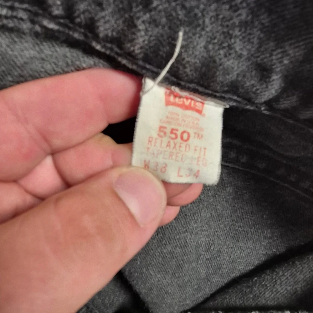 VTG Levi's 550 Denim Shorts Mens 38 Black Orange Tab Cut Off USA Made Distressed